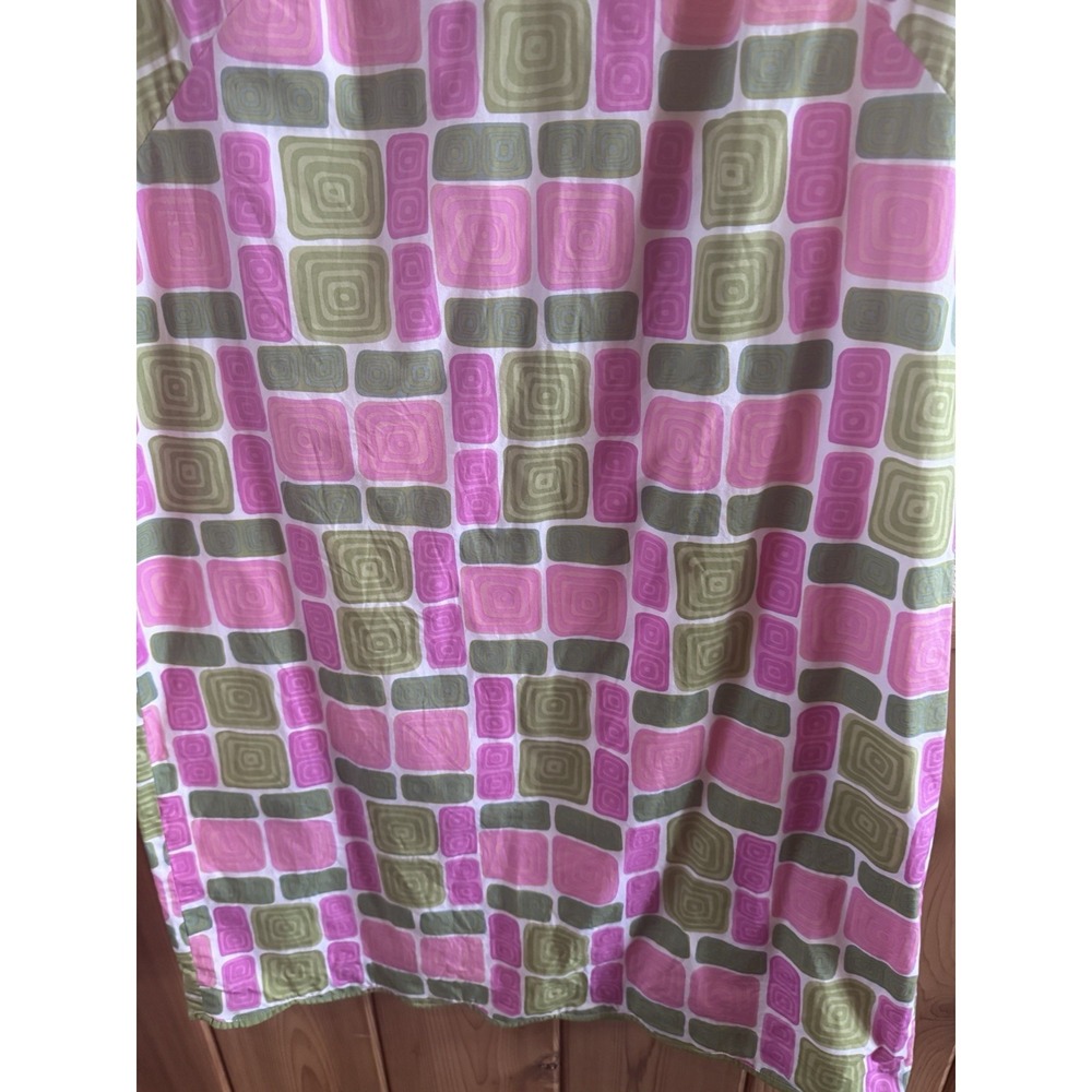 Talbots Retro Pink Green Geometric Cotton Sleeveless Dress Size 14 1960's - Picture 5 of 12
